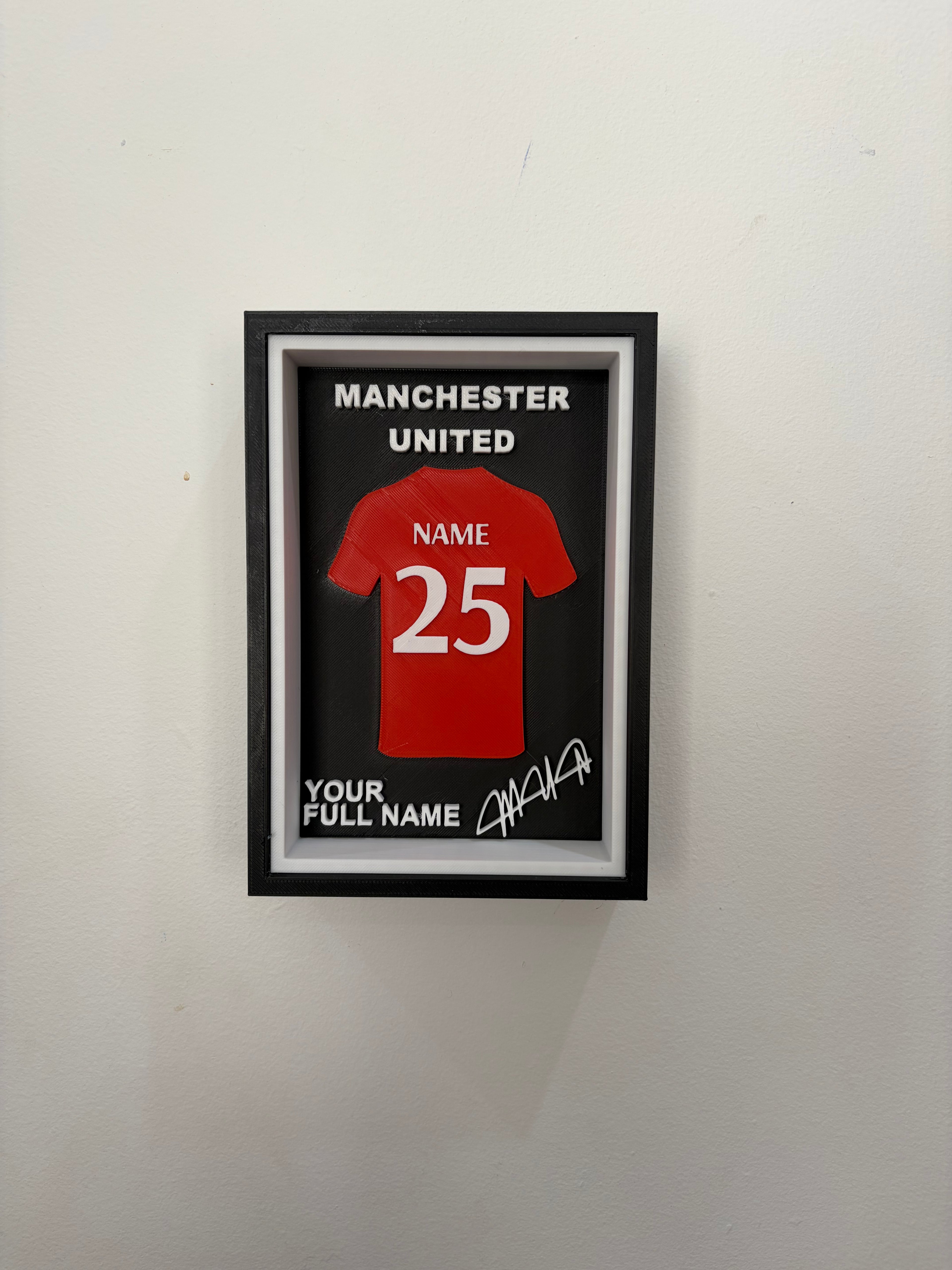 Custom 3D Printed Football Jersey Display Frame — Personalised with name and number