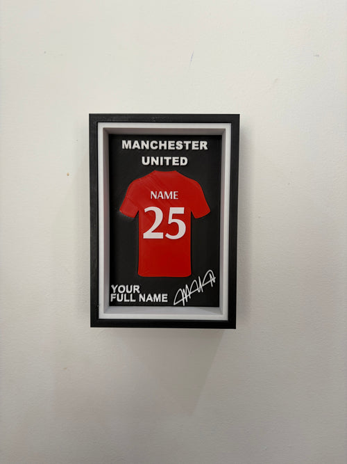 Custom 3D Printed Football Jersey Display Frame — Personalised with name and number
